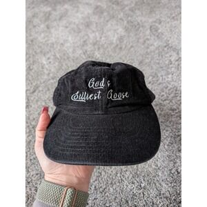 Beechfield Black Corduroy Gods Silliest Goose Embroidered Dad Hat Cap B682